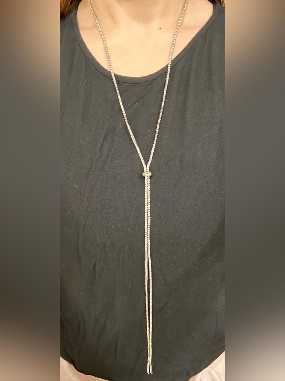 🌺 2/$20 Express Long rhinestone Silver Necklace - Silver